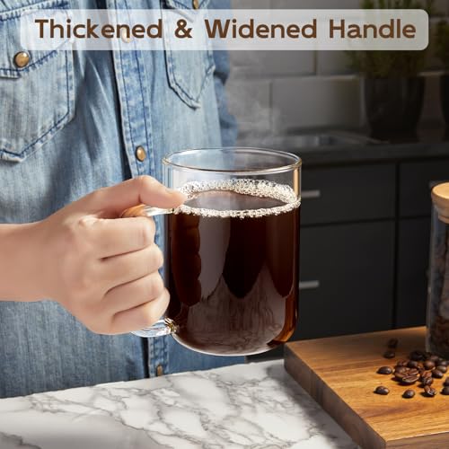 BWODYAY Glass Coffee Mugs, 20 oz Ice coffee cups, Large Clear Tea Cups Set of 2, Glass Mugs with Handles, Glass Cups for Latte, Cappuccino, and Tea - My Kitchen Products