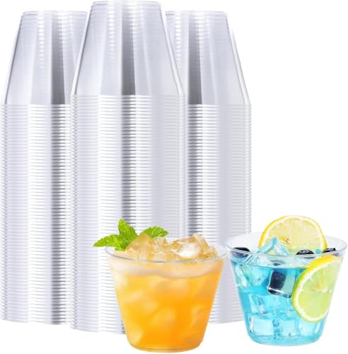 BYSNOW 300 Pack 9 oz Clear Disposable Plastic Cups, Clear Plastic Cups Tumblers Cocktail Glasses, Disposable For Holiday