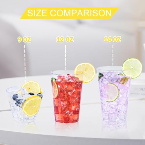 BYSNOW 300 Pack 9 oz Clear Disposable Plastic Cups, Clear Plastic Cups Tumblers Cocktail Glasses, Disposable For Holiday, Wedding, Party - My Kitchen Products