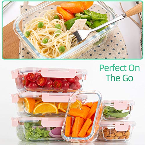 C CREST [10 Pack] Glass Meal Prep Containers, Food Storage Containers with Lids Airtight, Glass Lunch Boxes, Microwave, Oven, Freezer and Dishwasher Safe - My Kitchen Products