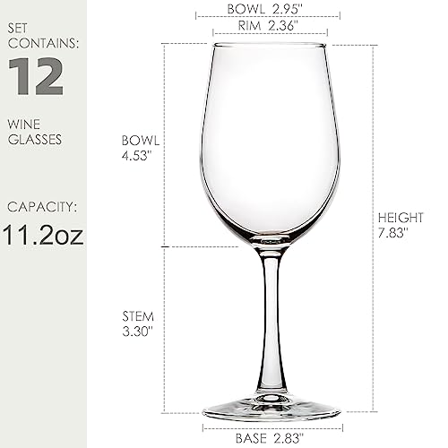 C CREST Durable and Stylish 11.2oz Red Wine Glassware - Set of 12 - Classic Design for Party and Wedding - My Kitchen Products