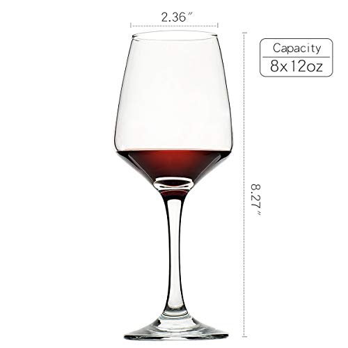C CREST Wine Glasses Set of 8, 12oz, Lead-free, Clear, Durable Glassware - My Kitchen Products