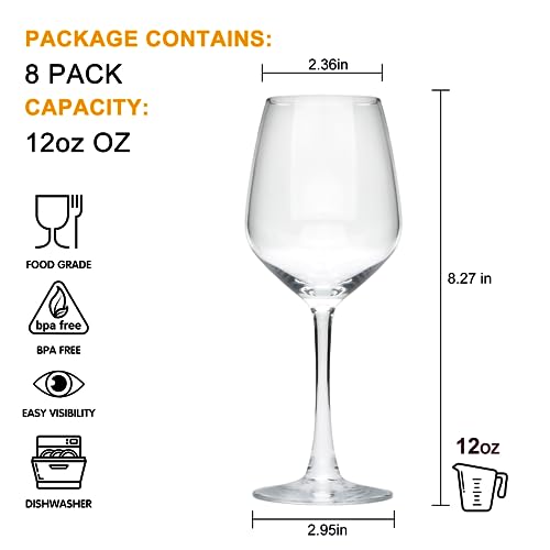 Cadamada Wine Glasses Set of 8, 12oz Wine Glasses, for Red or White Wine, High-end Banquet, Wedding, Gift Goblets, Party, Bar, Anniversary, Housewarming - My Kitchen Products