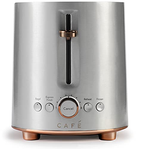 Café Express Finish 2-Slice Toaster | Extra-Wide Slots, Extra Lift for Waffles, Pastries, Texas Toast & More | 4 Pre-Set Functions, 8 Shade Options | Countertop Kitchen Essentials | Stainless Steel - My Kitchen Products