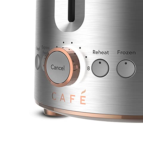 Café Express Finish 2-Slice Toaster | Extra-Wide Slots, Extra Lift for Waffles, Pastries, Texas Toast & More | 4 Pre-Set Functions, 8 Shade Options | Countertop Kitchen Essentials | Stainless Steel - My Kitchen Products