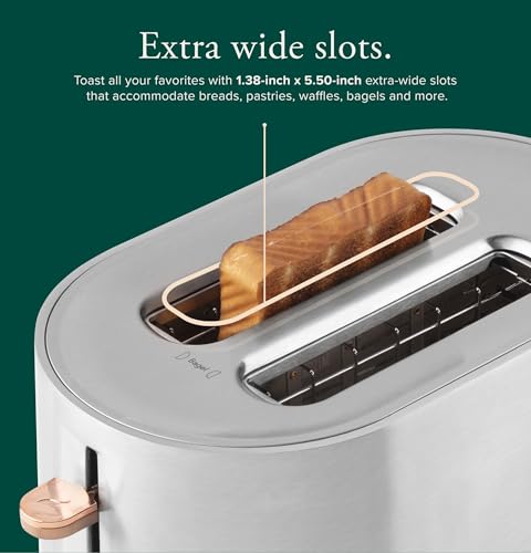 Café Express Finish 2-Slice Toaster | Extra-Wide Slots, Extra Lift for Waffles, Pastries, Texas Toast & More | 4 Pre-Set Functions, 8 Shade Options | Countertop Kitchen Essentials | Stainless Steel - My Kitchen Products