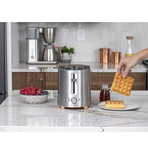 Café Express Finish 2-Slice Toaster | Extra-Wide Slots, Extra Lift for Waffles, Pastries, Texas Toast & More | 4 Pre-Set Functions, 8 Shade Options | Countertop Kitchen Essentials | Stainless Steel - My Kitchen Products