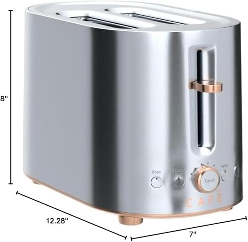 Café Express Finish 2-Slice Toaster | Extra-Wide Slots, Extra Lift for Waffles, Pastries, Texas Toast & More | 4 Pre-Set Functions, 8 Shade Options | Countertop Kitchen Essentials | Stainless Steel - My Kitchen Products