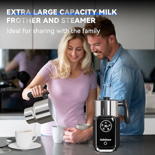 CafeGrace 5-in-1 Milk Frother and Steamer, 21 oz Split Milk Frother, Removable Automatic Electric Milk Frother Dishwasher Safe, for Latte, Cappuccino, Hot and Cold Milk Froth, Chocolate Milk - My Kitchen Products