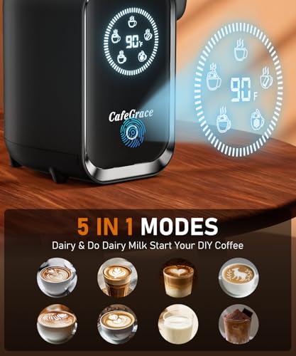 CafeGrace Milk Frother Automatic, Electric Milk Frother and Steamer Removable Dishwasher Safe, Electromagnetic Heating, for Latte, Cappuccino, Chocolate Milk, Hot & Cold Foam, - My Kitchen Products