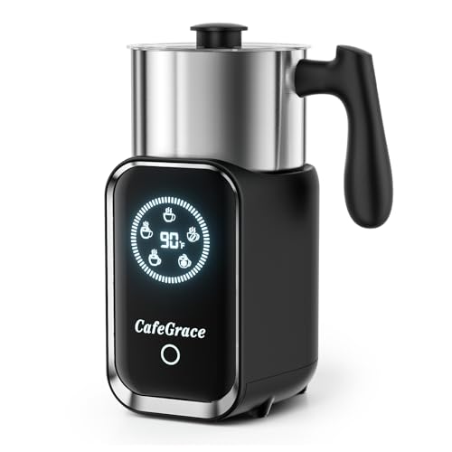CafeGrace Milk Frother Automatic, Electric Milk Frother and Steamer Removable Dishwasher Safe, Electromagnetic Heating, for Latte, Cappuccino, Chocolate Milk, Hot & Cold Foam, - My Kitchen Products