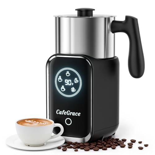 CafeGrace Milk Frother Automatic, Electric Milk Frother and Steamer Removable Dishwasher Safe, Electromagnetic Heating, for Latte, Cappuccino, Chocolate Milk, Hot & Cold Foam, - My Kitchen Products
