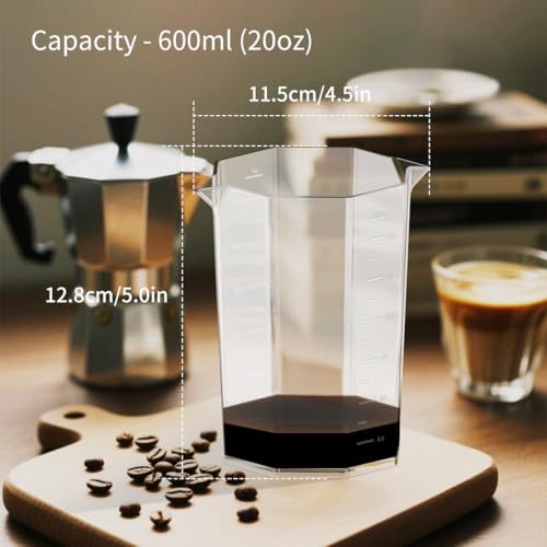 CAFEMASY Coffee Maker Carafe Clear Coffee-Server - Double Pouring Spout with Measurement Lines Small Capacity 600ml(20oz) for Portable Hand Press Espresso Maker Pour Over Coffee Brewing - My Kitchen Products