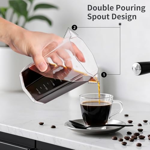 CAFEMASY Coffee Maker Carafe Clear Coffee-Server - Double Pouring Spout with Measurement Lines Small Capacity 600ml(20oz) for Portable Hand Press Espresso Maker Pour Over Coffee Brewing - My Kitchen Products