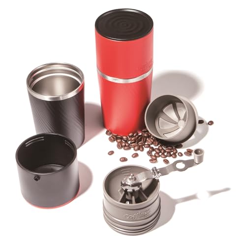 Cafflano Klassic : All-in-1, Drip Kettle+Grinder+Permanent Stainless Filter Dripper+Double-wall Tumbler, Pourover, Coffee Maker for Camping & Travel - My Kitchen Products