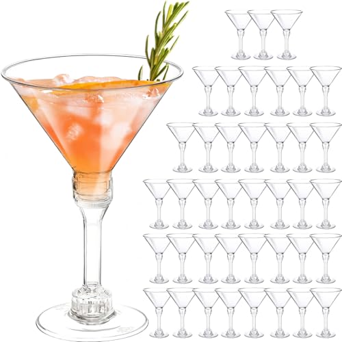 CALBODE 40 Pack Plastic Martini Glasses 5 Oz Disposable Cocktail Glasses, Tall Mini Martini