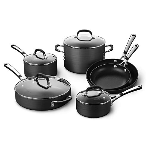Calphalon 10-Piece Non-Stick Kitchen Cookware Set Black Pots & Pans with Stay-Cool Stainless Steel Handles Hard-Anodized Aluminum for Even Heating - My Kitchen Products
