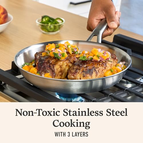 Calphalon Brushed 3-Ply Stainless Steel Cookware Set w/Turbo Heat Tech 3 Piece Includes Fry and Sauce Pan Set, Induction, Oven Safe 450F, Brushed Stainless Silver - My Kitchen Products