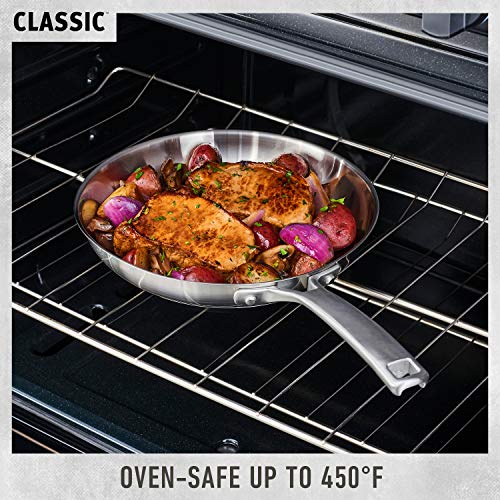 Calphalon Classic Stainless Steel Cookware Set, 10-Piece, Impact-Bonded Aluminum Base, Stay-Cool Handles, Oven Safe 450F, Silver - My Kitchen Products