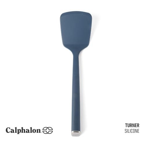 Calphalon Edge Silicone Turner, Flexible Silicone Cooking Spatula with Reinforced Core, Heat-Resistant Nonstick-Safe Turner for Flipping & Cooking, Navy - My Kitchen Products