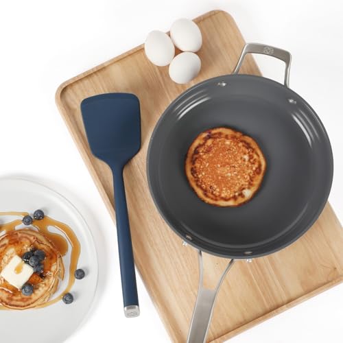 Calphalon Edge Silicone Turner, Flexible Silicone Cooking Spatula with Reinforced Core, Heat-Resistant Nonstick-Safe Turner for Flipping & Cooking, Navy - My Kitchen Products