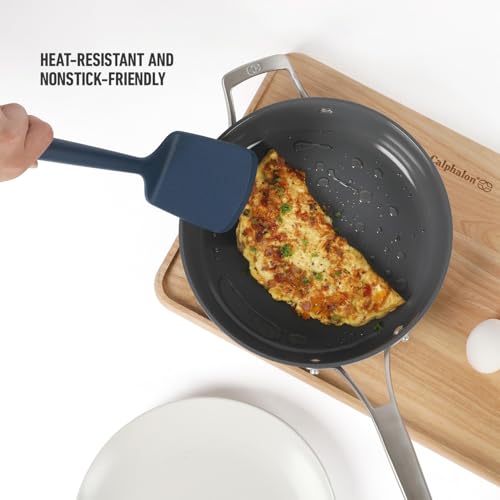 Calphalon Edge Silicone Turner, Flexible Silicone Cooking Spatula with Reinforced Core, Heat-Resistant Nonstick-Safe Turner for Flipping & Cooking, Navy - My Kitchen Products