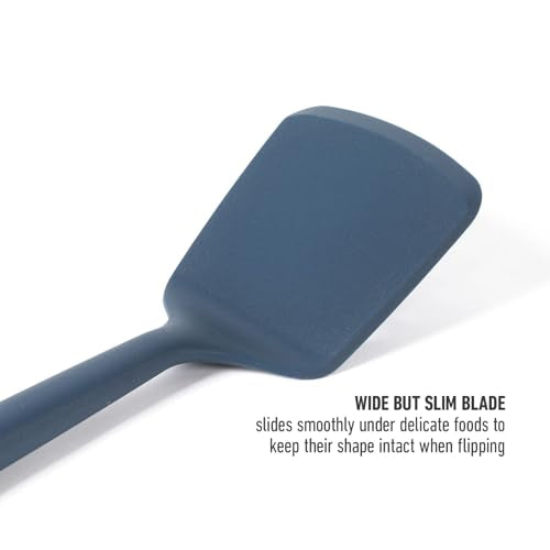 Calphalon Edge Silicone Turner, Flexible Silicone Cooking Spatula with Reinforced Core, Heat-Resistant Nonstick-Safe Turner for Flipping & Cooking, Navy - My Kitchen Products