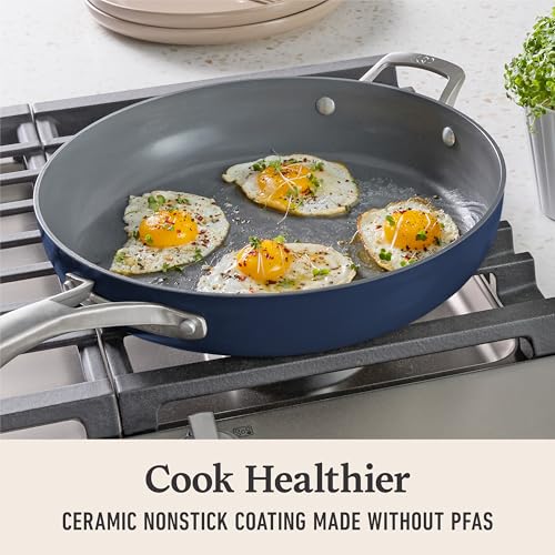 Calphalon® Premier Ceramic Nonstick 12" Frying Pan with Lid, Midnight Blue - My Kitchen Products