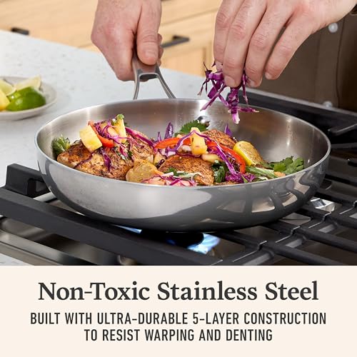Calphalon Premier Polished 5-Ply Stainless Steel Cookware Set w/Turbo Heat Tech 3 Piece Frying Pan Set, Induction, Oven Safe 500F, Oven Safe 500F, PFOA Free, Polished Stainless Silver - My Kitchen Products
