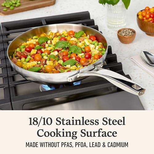 Calphalon Premier Polished 5-Ply Stainless Steel Cookware Set w/Turbo Heat Tech 3 Piece Frying Pan Set, Induction, Oven Safe 500F, Oven Safe 500F, PFOA Free, Polished Stainless Silver - My Kitchen Products
