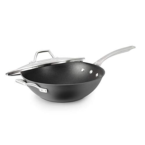 Calphalon Signature Hard-Anodized Nonstick Wok, 12", Flat-Bottom, Oven-Safe, PFOA-Free, Black - My Kitchen Products