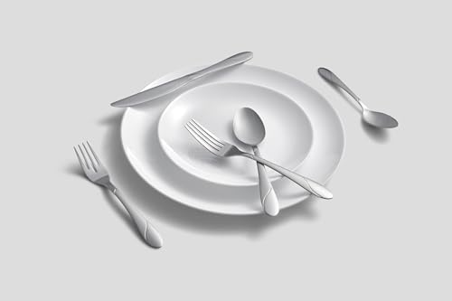 Cambridge Silverware Set, Swirl Sand 89-Piece Flatware Set, Service For 12, 18/0 Stainless Steel, Dishwasher Safe, Flatware Cutlery Sets, Serving Utensils, Knives Spoons And Forks (Silver, 89 Pieces) - My Kitchen Products