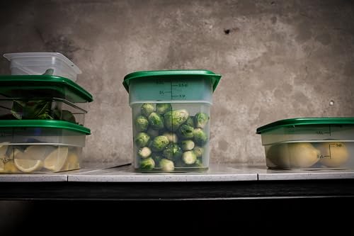 Cambro Food Storage Container with Lid (Microwave Safe and BPA-Free) - 2 Pack - Classic Series Square with Green Lid - 4 QT (Quart) - Commercial Grade for Food Prep (Translucent) - My Kitchen Products