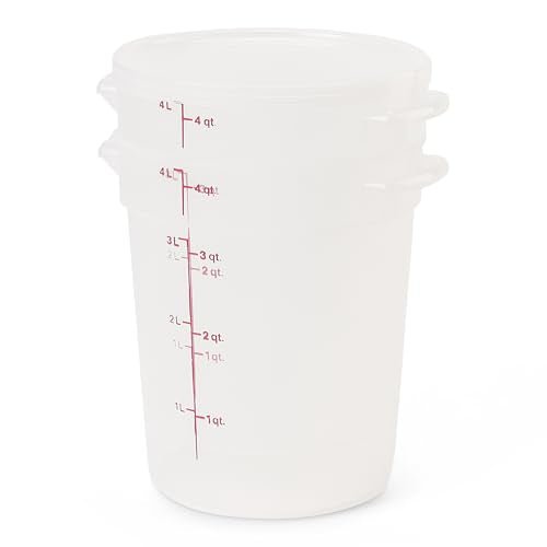 Cambro Food Storage Containers with Lids (BPA-Free) - 4 Quart - Food Grade Buckets with Lids (2 Pack) - For Dough Proofing and Brining (Translucent) - My Kitchen Products