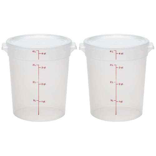 Cambro Food Storage Containers with Lids (BPA-Free) - 4 Quart - Food Grade Buckets with Lids (2 Pack) - For Dough Proofing and Brining (Translucent) - My Kitchen Products