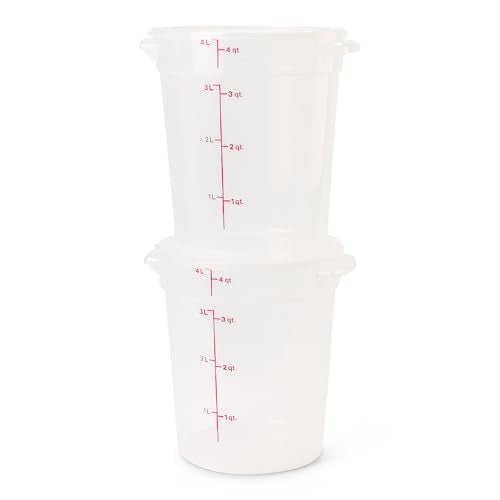Cambro Food Storage Containers with Lids (BPA-Free) - 4 Quart - Food Grade Buckets with Lids (2 Pack) - For Dough Proofing and Brining (Translucent) - My Kitchen Products