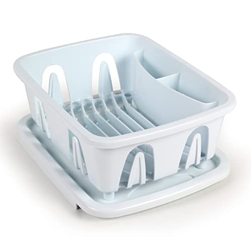Camco RV Mini Dish Drainer & Tray - Features a Sloped Drain Tray Design, Heavy-Duty Construction - Ideal for Small Spaces, Apartments, Boats, and More -9.5"L x 11.7"W x 4.75"H - White (43511) - My Kitchen Products