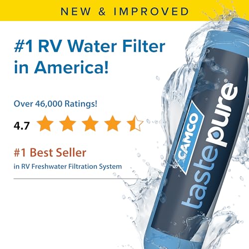 Camco Tastepure RV Water Filter - Advanced 6-Step Patent-Protected Filtration - Camping Essentials for Fresh Drinking Water - 2-Pack of RV Inline Water Filters, Made in USA (40045) - My Kitchen Products