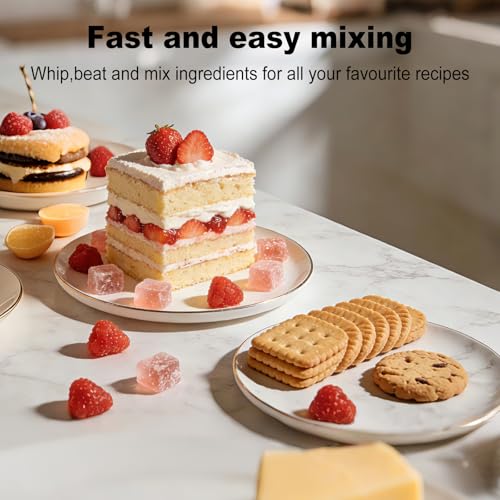 Camic Electric Hand Mixer with 9 Speeds, Powerful Motor, Cordless Hand Mixer with Whisk, Dough Hook and Mixing Rod for Whipping Eggs, Cream, Butter, Jam, Kneading Dough and Blending (White+Black) - My Kitchen Products