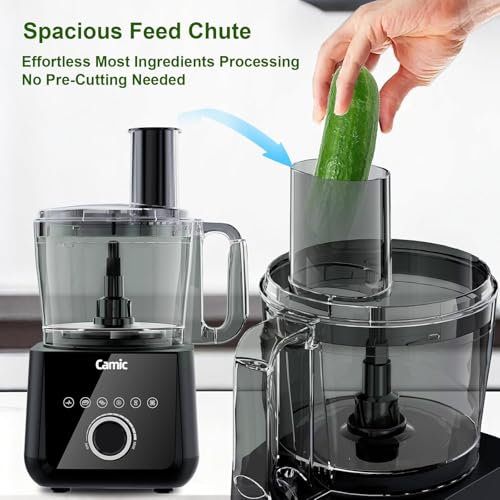 Camic Food Processor, 600W, Shredding and Slicing, French Fries Cutter, Kneading, Meat and Vegetable Chopping, Ice Crushing, 6 Presets, Easy to Operate and Clean for Home Use (Standard Version) - My Kitchen Products