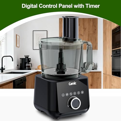 Camic Food Processor, 600W, Shredding and Slicing, French Fries Cutter, Kneading, Meat and Vegetable Chopping, Ice Crushing, 6 Presets, Easy to Operate and Clean for Home Use (Standard Version) - My Kitchen Products