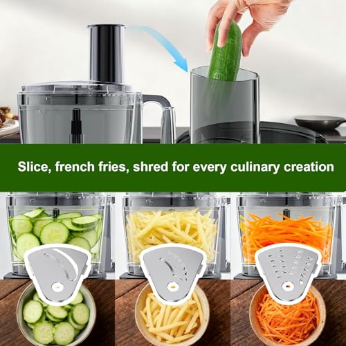 Camic Food Processor, 600W, Shredding and Slicing, French Fries Cutter, Kneading, Meat and Vegetable Chopping, Ice Crushing, 6 Presets, Easy to Operate and Clean for Home Use (Standard Version) - My Kitchen Products