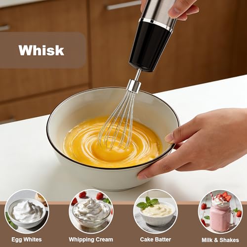 Camic Hand Blender, Cordless Immersion Blender with 6 Speeds, 4 in 1 Portable Mixer Electric Handheld Mixer with Blender, Chopper, Whisk, Frother for Soup, Smoothies, Baby Food and Puree (Champagne) - My Kitchen Products