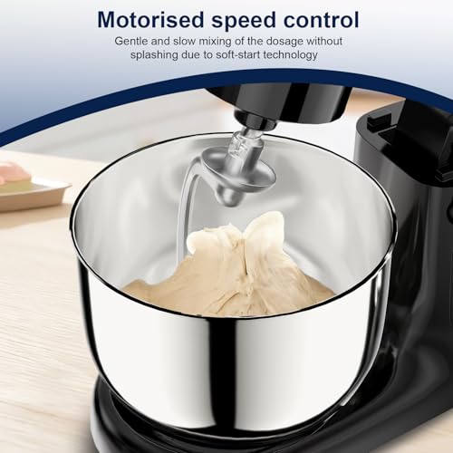Camic Stand Mixer, 4.2QT+5.3QT Two bowls Electric Food Mixer, 10 Speeds with Digital setting 3-IN-1 Kitchen Mixer for Baking Cakes Cookie Bread Salad with Egg Whisk,Dough Hook,Flat Beater (Black) - My Kitchen Products