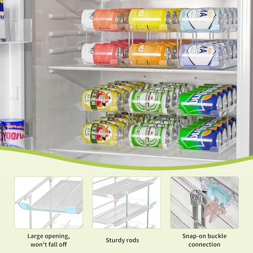 Can Organizer for Pantry Soda Can Organizer Automatic Rolling Food Pantry Storage Rack Can Dispenser for Fridge Holds 36 Cans, Fits 5.8-Inch Soda and Can, Set of 9 - My Kitchen Products