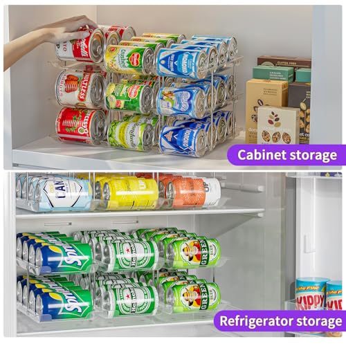 Can Organizer for Pantry, Upgraded Thickened Modular 3-Tier Combinable Can Storage and Beverage Dispenser Rack,Canned Food Organizer Rack Holds 36 Cans, Clear Can Holders for Pantry and Fridge - My Kitchen Products