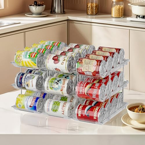 Can Organizer for Pantry, Upgraded Thickened Modular 3-Tier Combinable Can Storage and Beverage Dispenser Rack,Canned Food