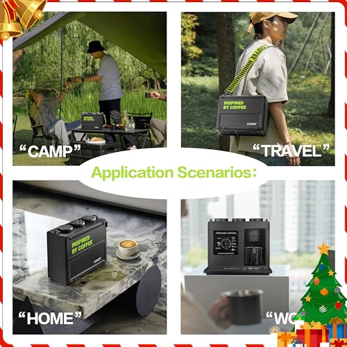 CANDY Portable Espresso Machine with Strap, 3 in 1 Coffee Maker, One-Touch Operation, Rechargeable Cold Brew Up to 60 Cups, for Ground, Ideal for Camping, RV & Outdoor, Home, Heating in Plug-in Mode - My Kitchen Products