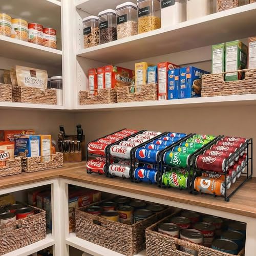 CANYAVE Soda Can Organizer Storage Rack, 2 Pack Stackable Beverage Soda Can Dispenser Organizer Holder for Refrigerator, Cabinet, Pantry (Black) - My Kitchen Products