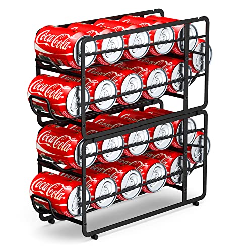 CANYAVE Soda Can Organizer Storage Rack, 2 Pack Stackable Beverage Soda Can Dispenser Organizer Holder for Refrigerator